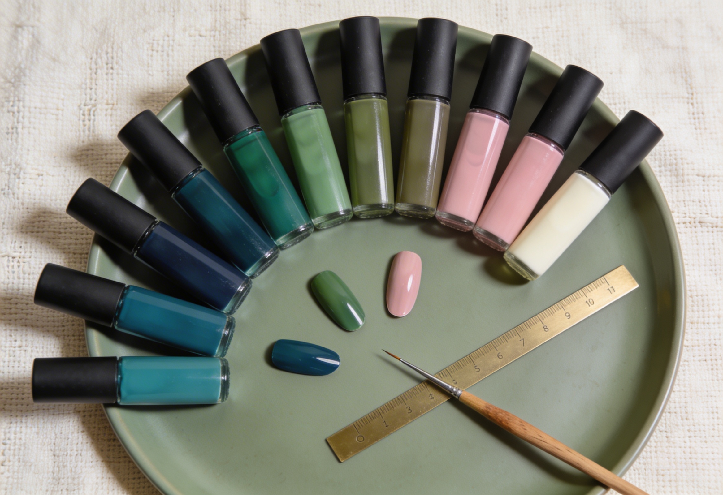 Teal ve pembe tonlarında jel oje koleksiyonu düzenlemesi